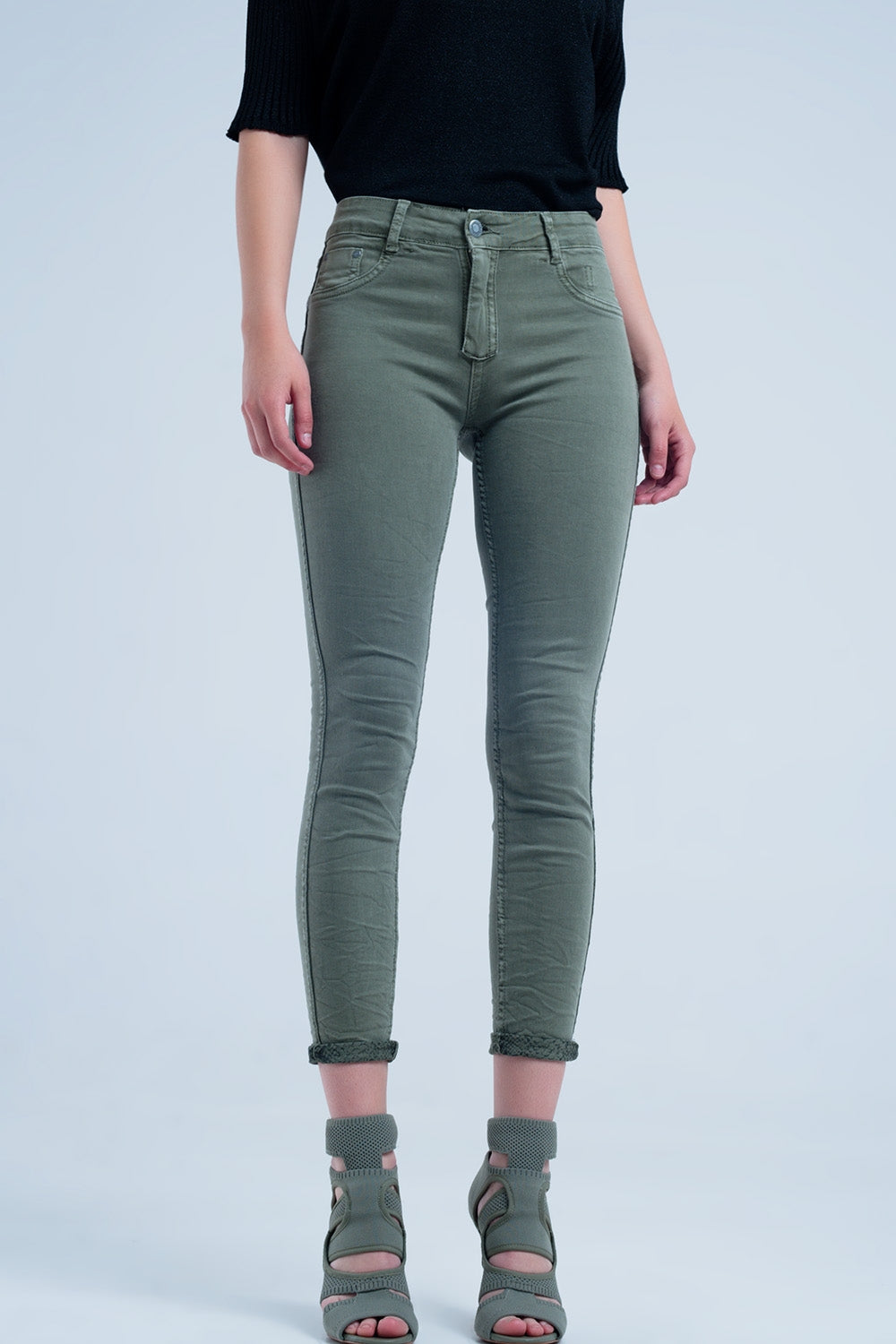 Green skinny reversible jeans with snake print - Coloured Jeans