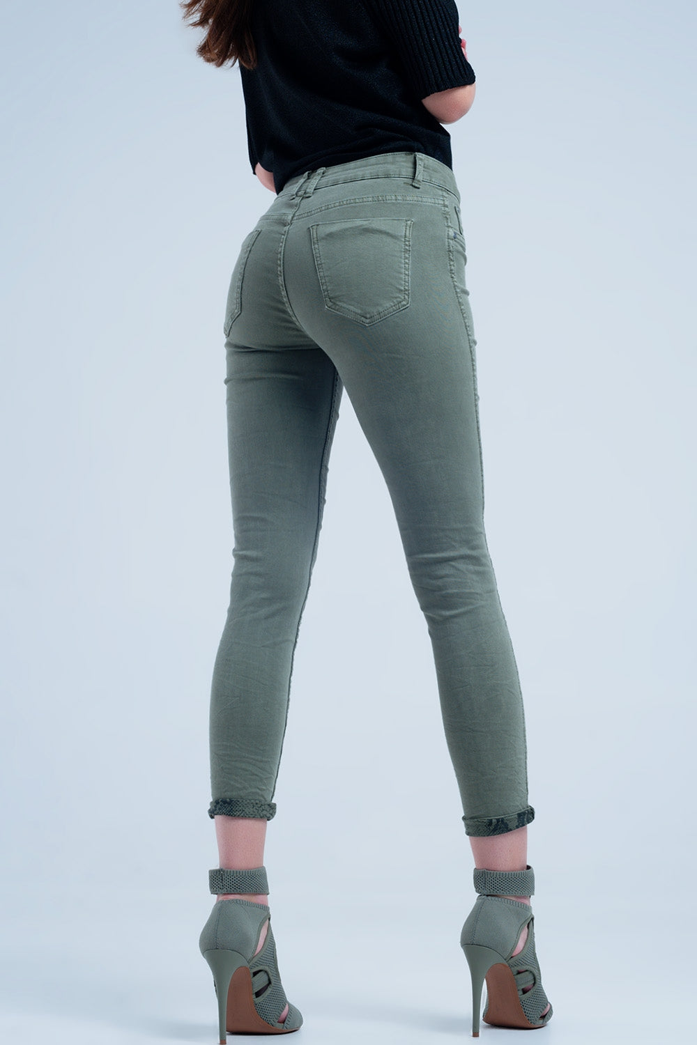 Green skinny reversible jeans with snake print - Coloured Jeans