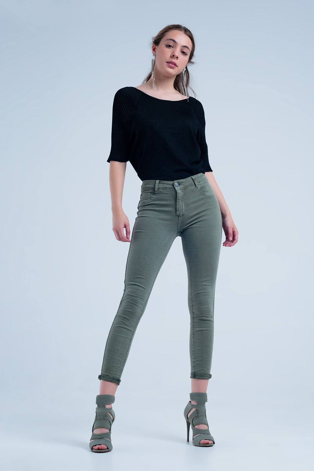 Green skinny reversible jeans with snake print - Coloured Jeans