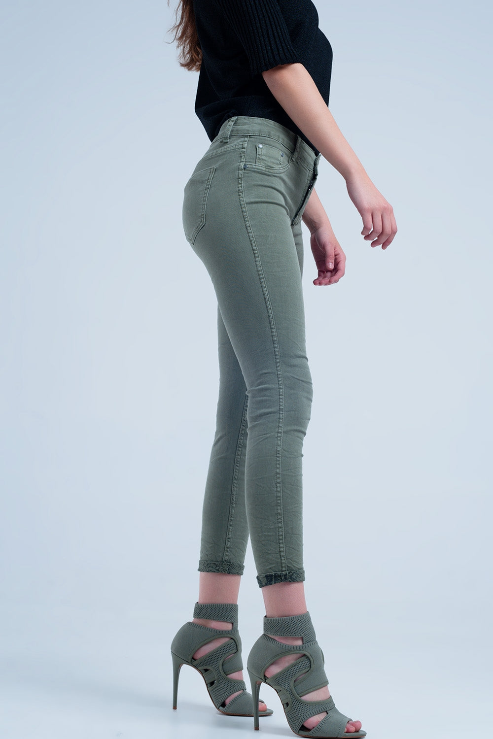 Green skinny reversible jeans with snake print - Coloured Jeans