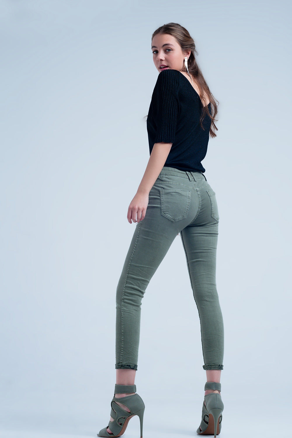 Green skinny reversible jeans with snake print - Coloured Jeans