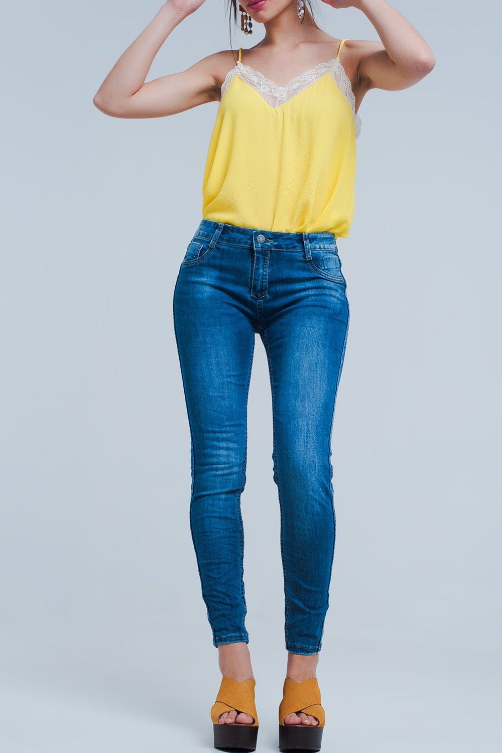 Jeans reversible in mid blue