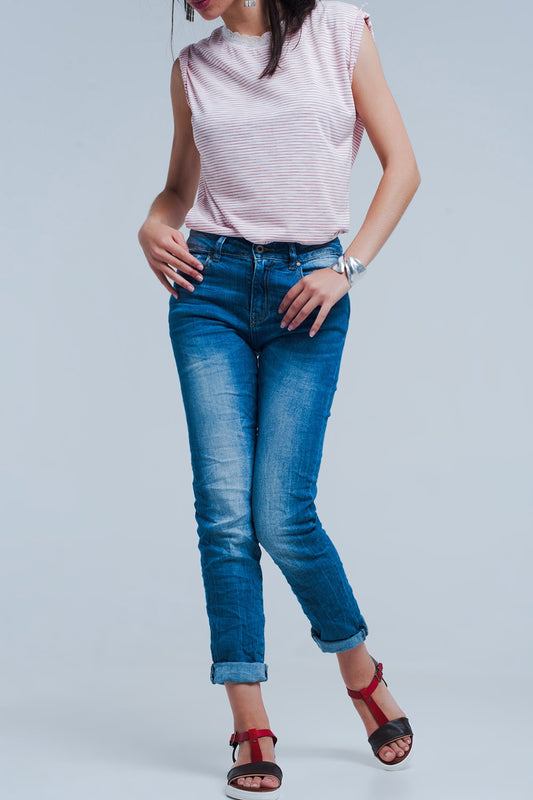 Skinny jeans with crinkle effect - Denim