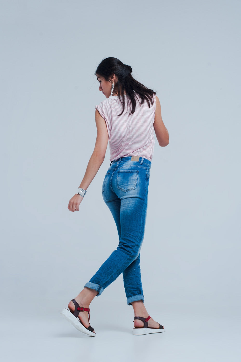 Skinny jeans with crinkle effect