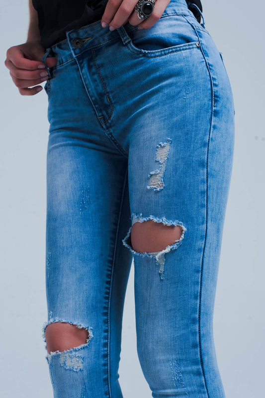 Distressed skinny jeans - Denim