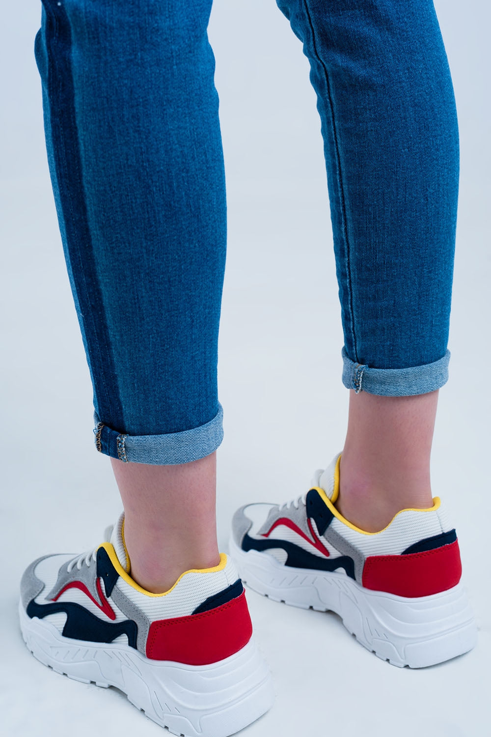 Denim jeans with blue side stripe
