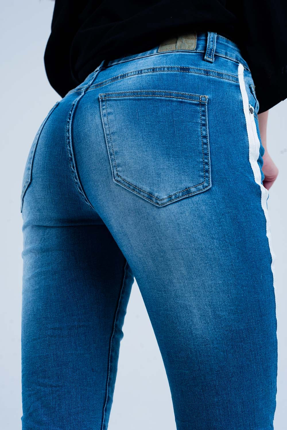 Skinny jeans with white side stripe - Denim