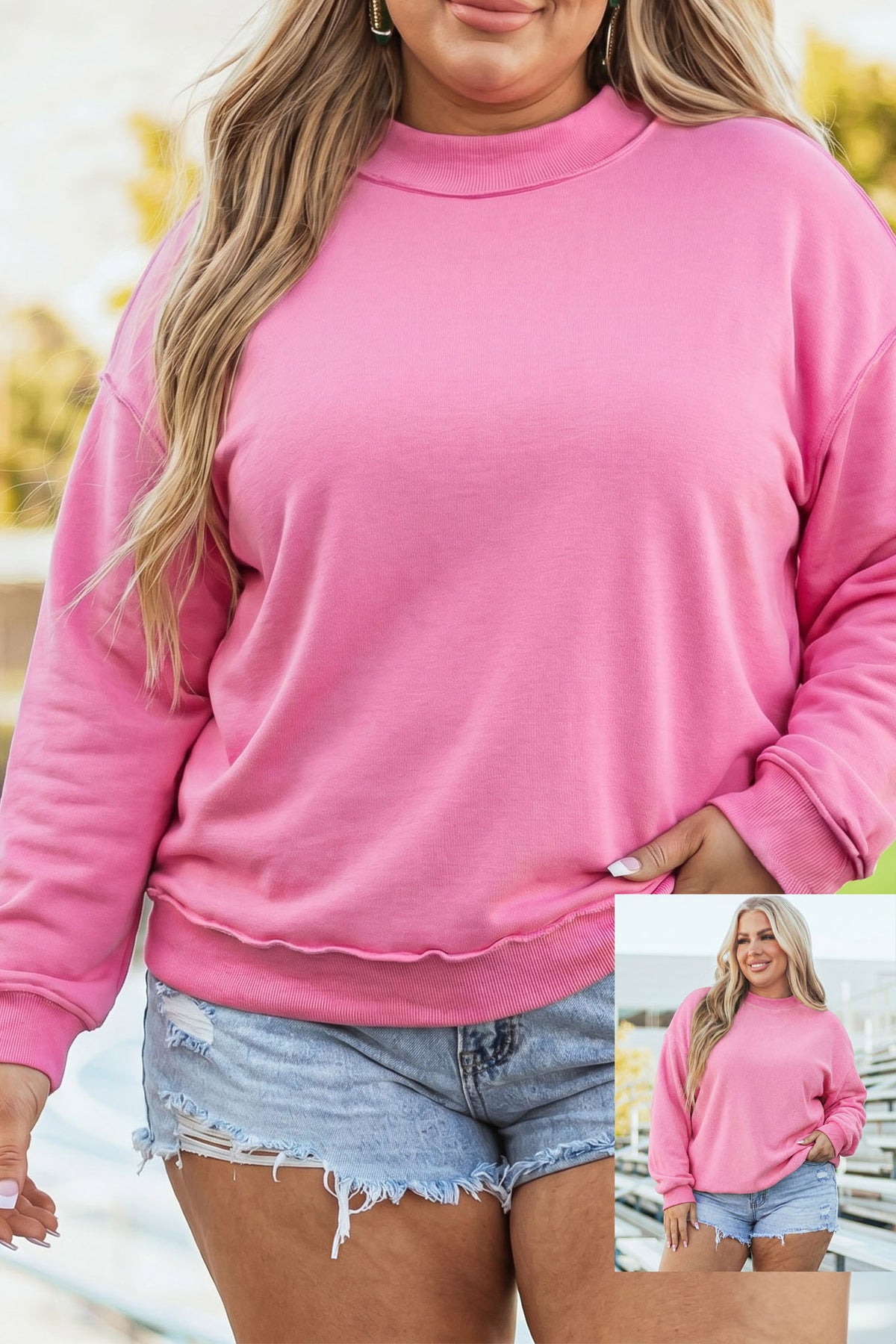 Exposed Seam Detail Reversible Double Wear Plus Size Sweatshirt - Plus Size/Plus Size Sweatshirts & Hoodies
