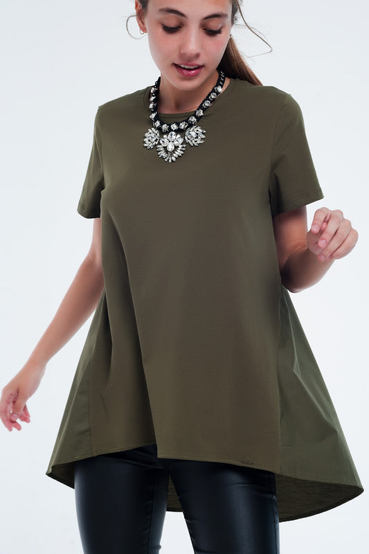 T-shirt dress in khaki - top
