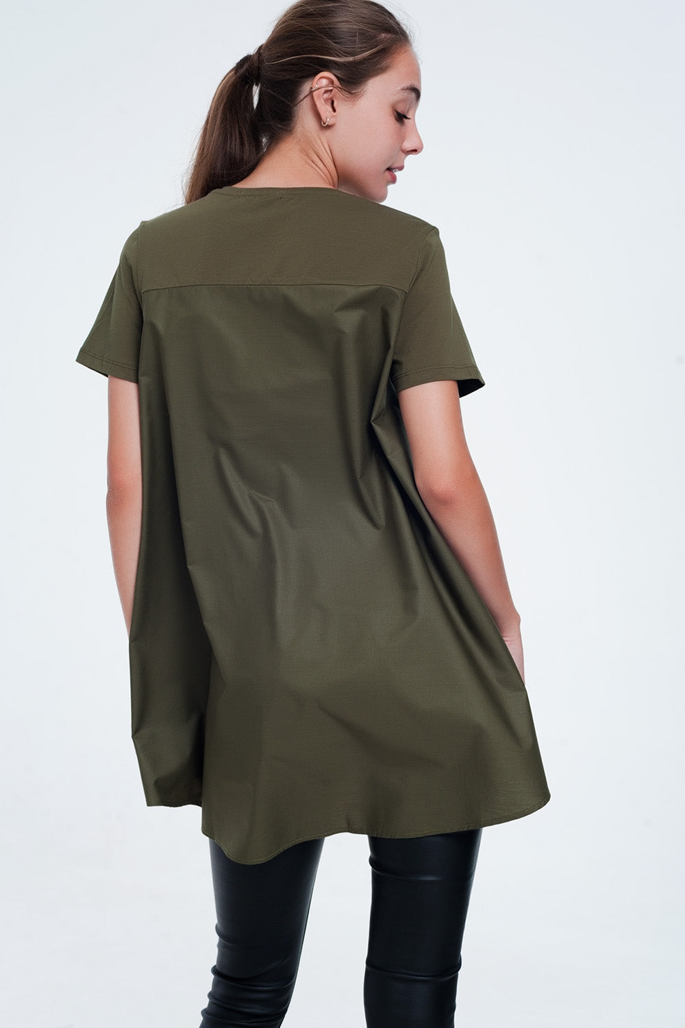 T-shirt dress in khaki - top