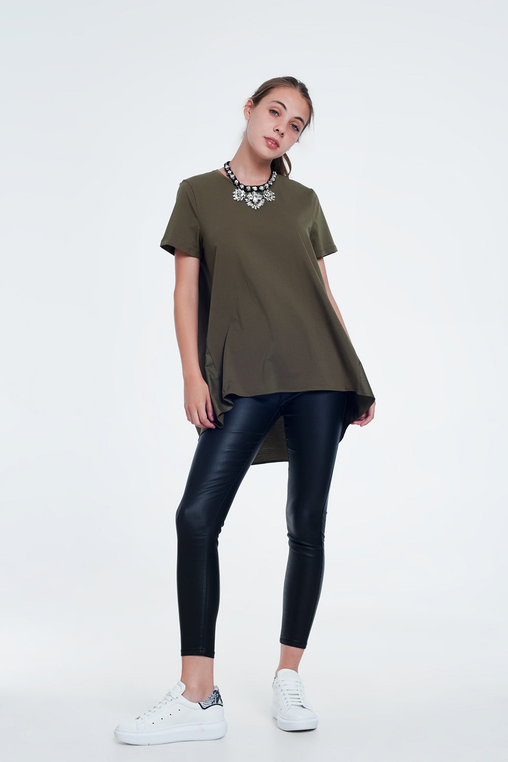 T-shirt dress in khaki - top