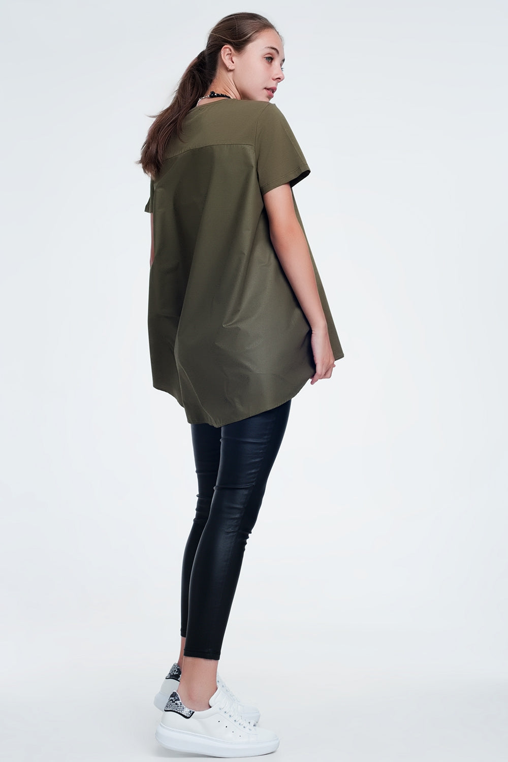 T-shirt dress in khaki - top
