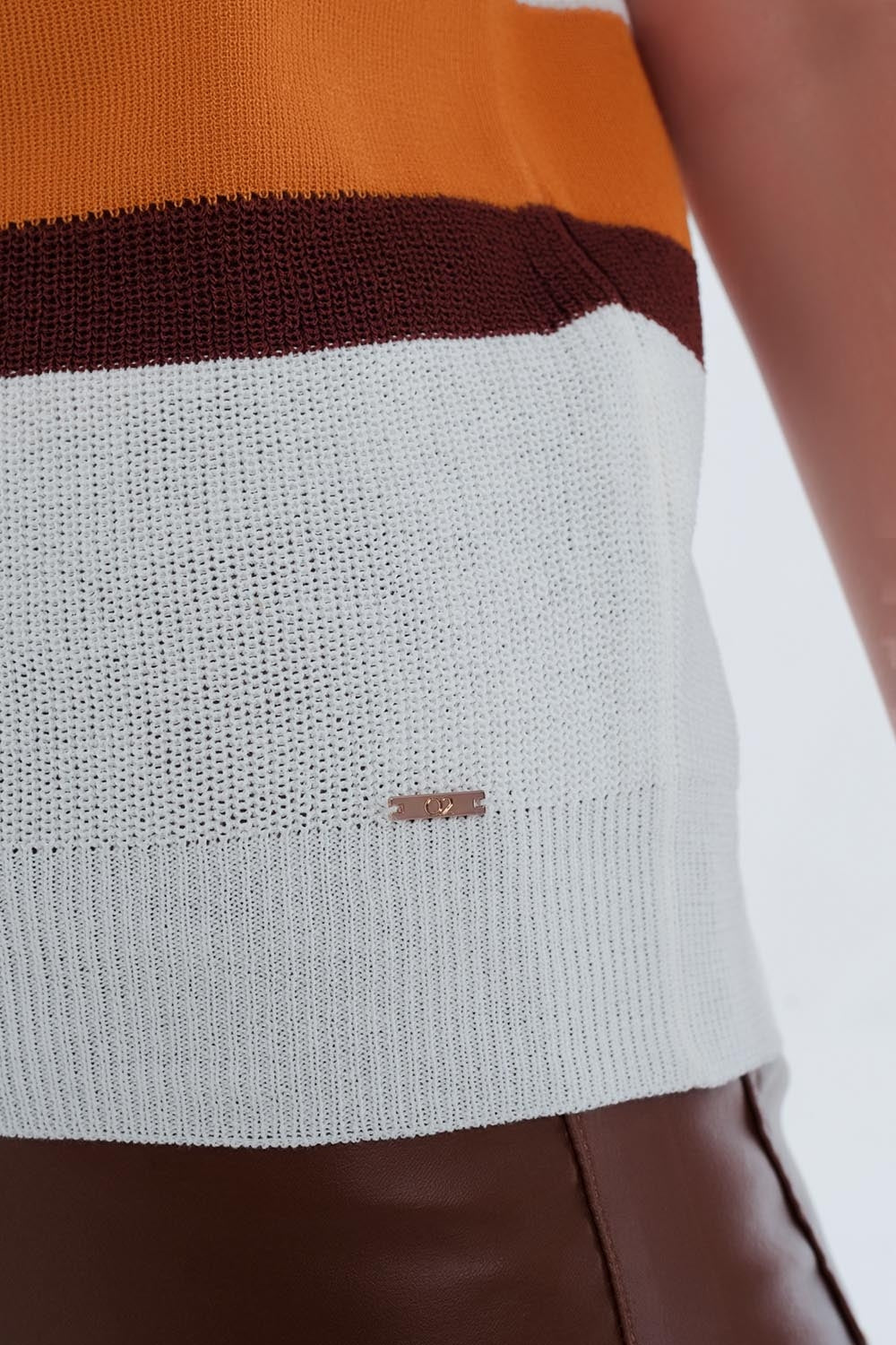 Mustard striped open knit sweater