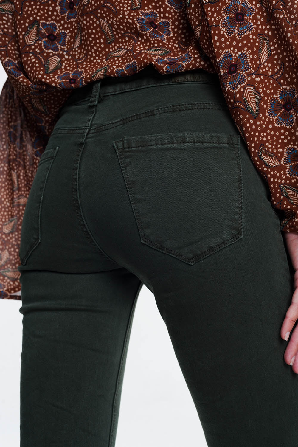 high waist skinny jeans in Khaki - Coloured Jeans