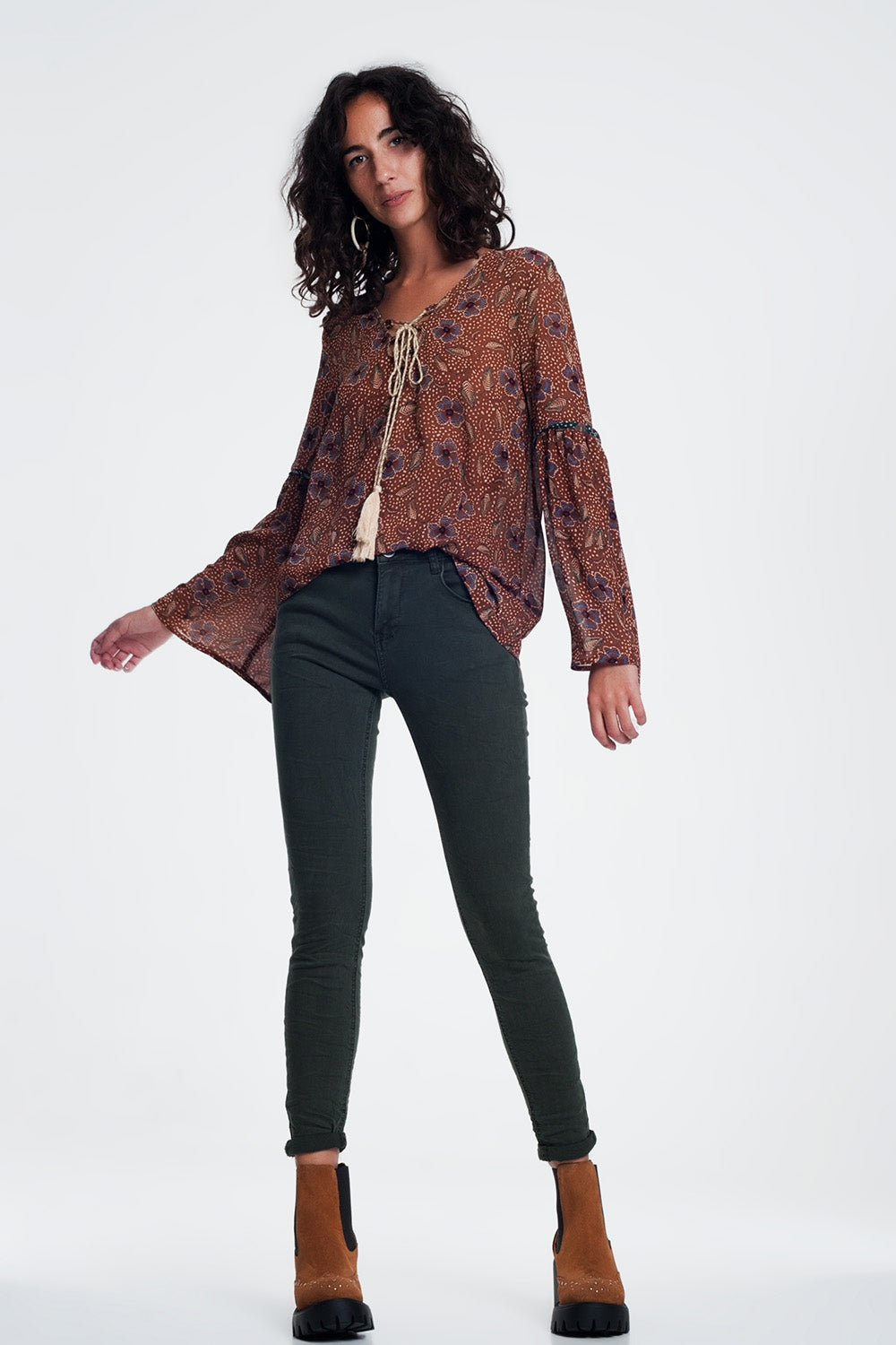high waist skinny jeans in Khaki - Coloured Jeans