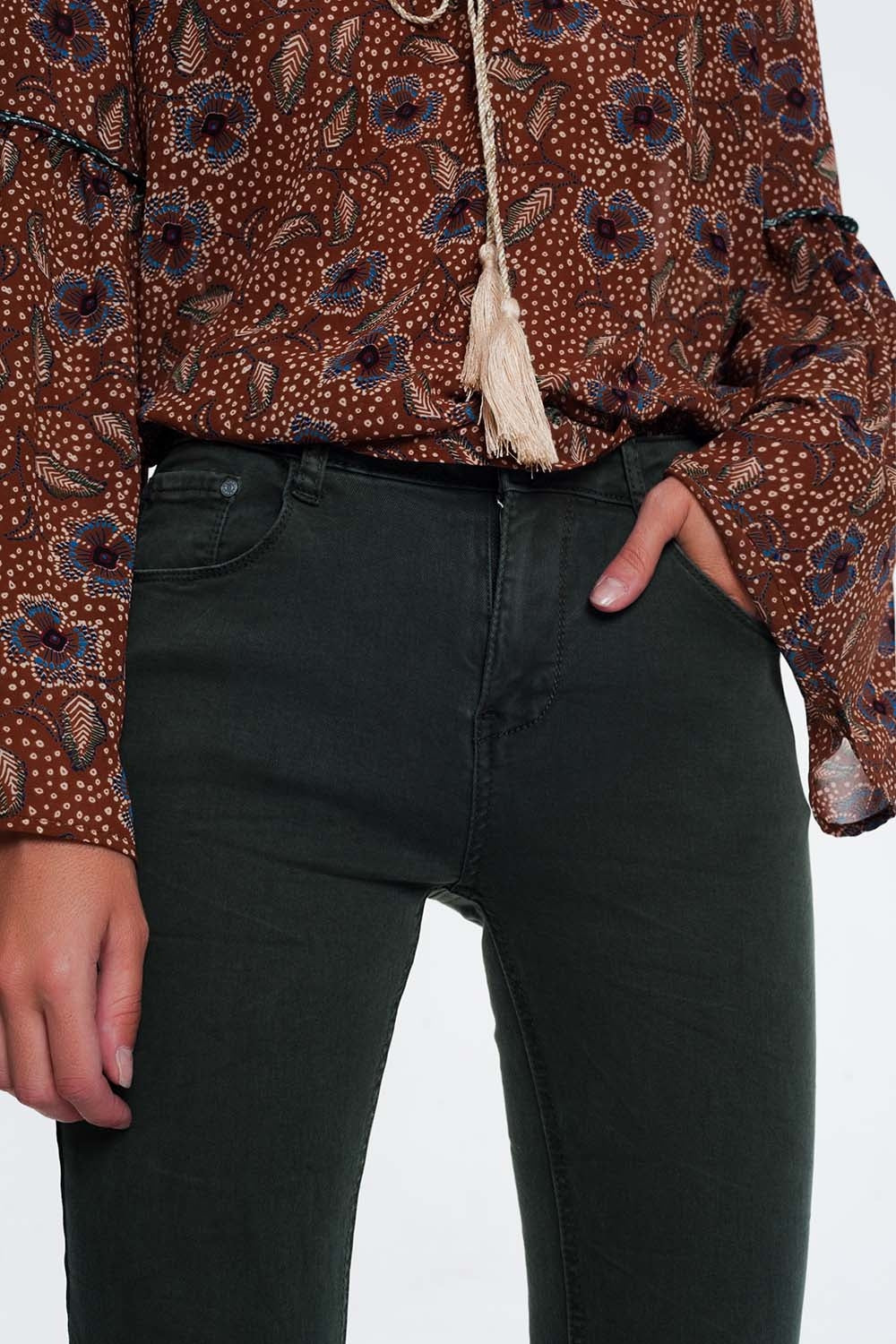 high waist skinny jeans in Khaki - Coloured Jeans