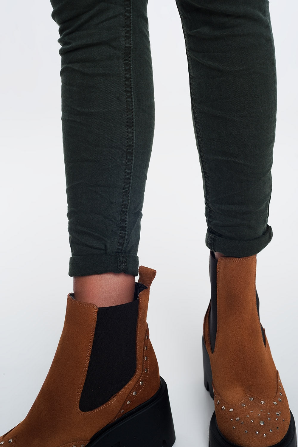 high waist skinny jeans in Khaki - Coloured Jeans