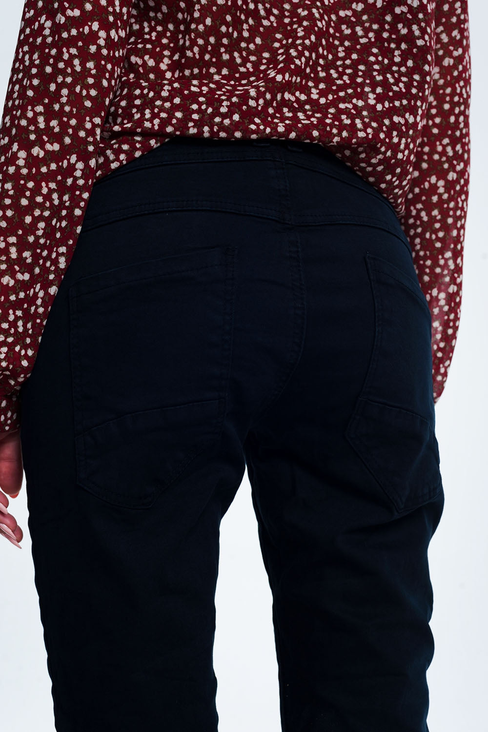 Drop crotch skinny jean in navy - Coloured Jeans