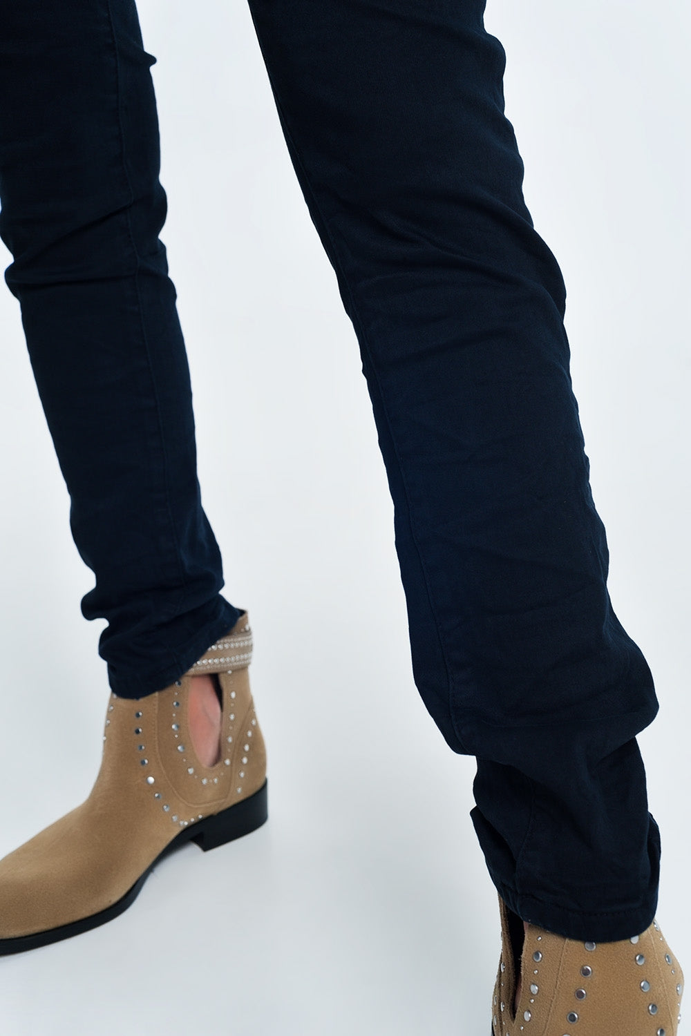 Drop crotch skinny jean in navy - Coloured Jeans