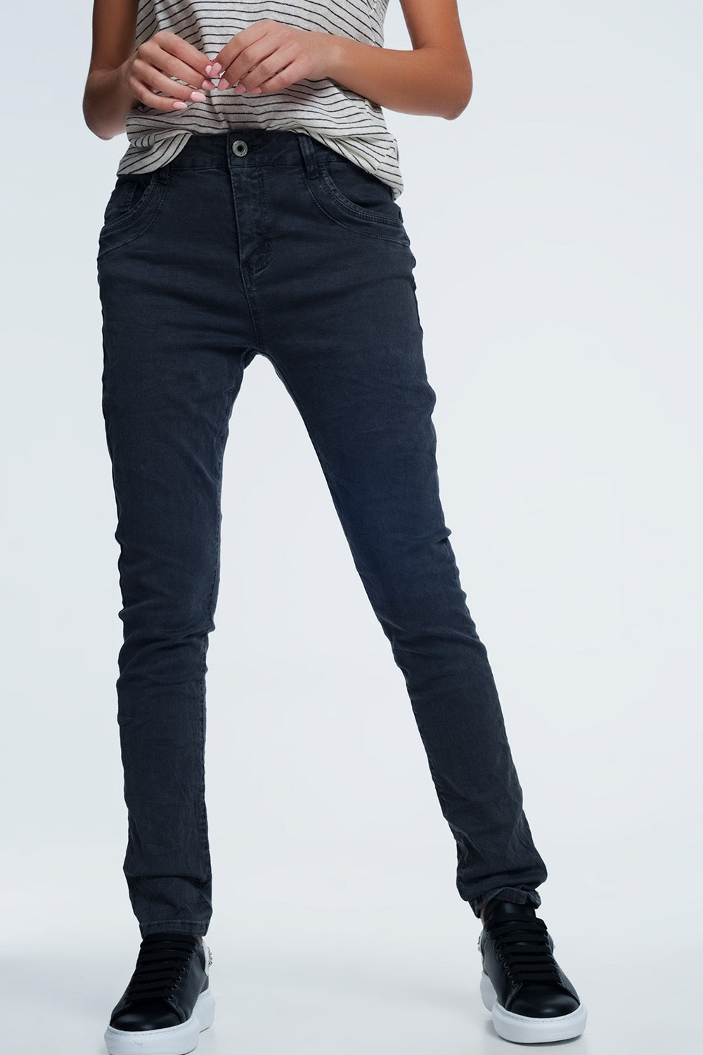 Drop crotch skinny jean in grey - Coloured Jeans