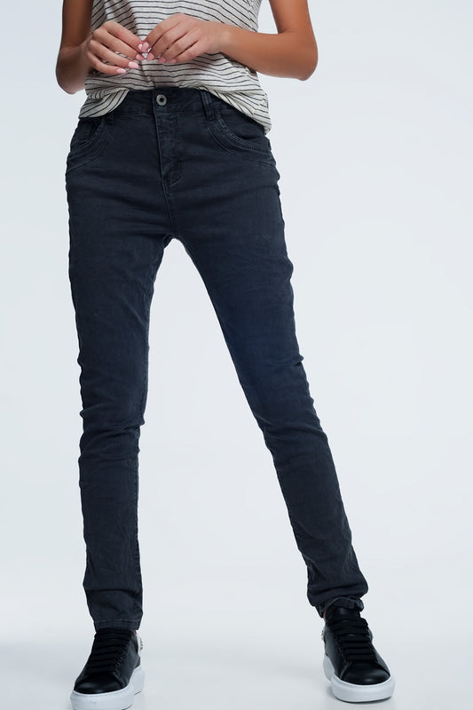 Drop crotch skinny jean in grey - Coloured Jeans