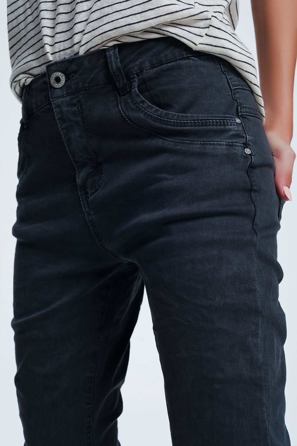 Drop crotch skinny jean in grey - Coloured Jeans