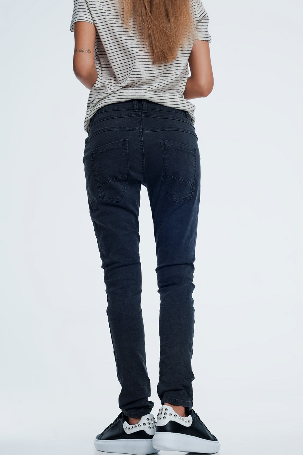 Drop crotch skinny jean in grey - Coloured Jeans