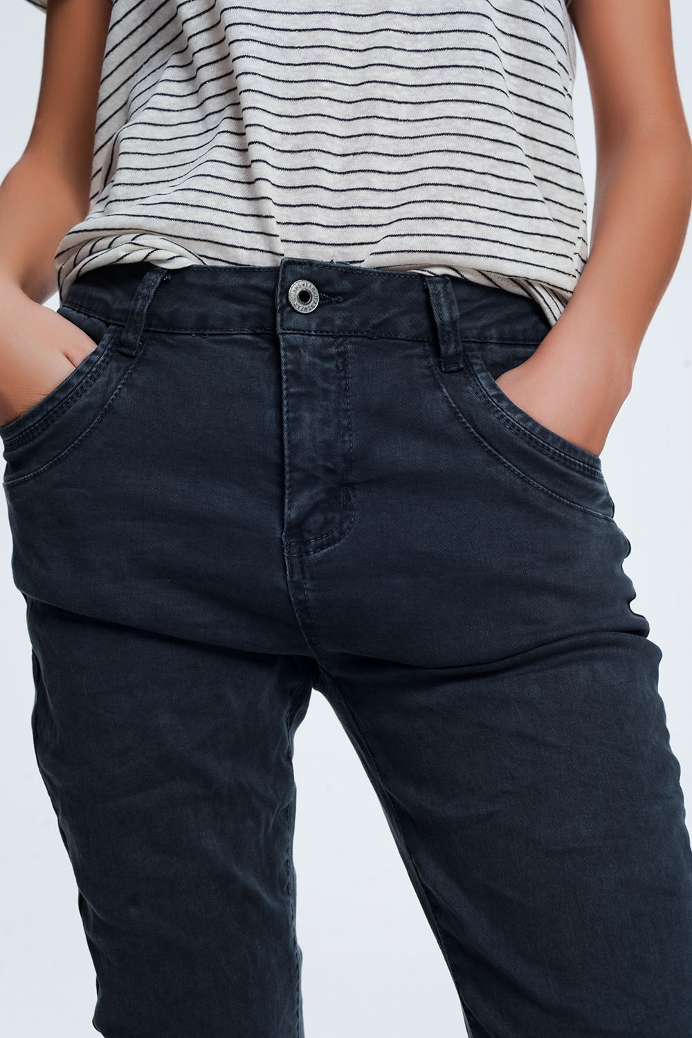 Drop crotch skinny jean in grey - Coloured Jeans