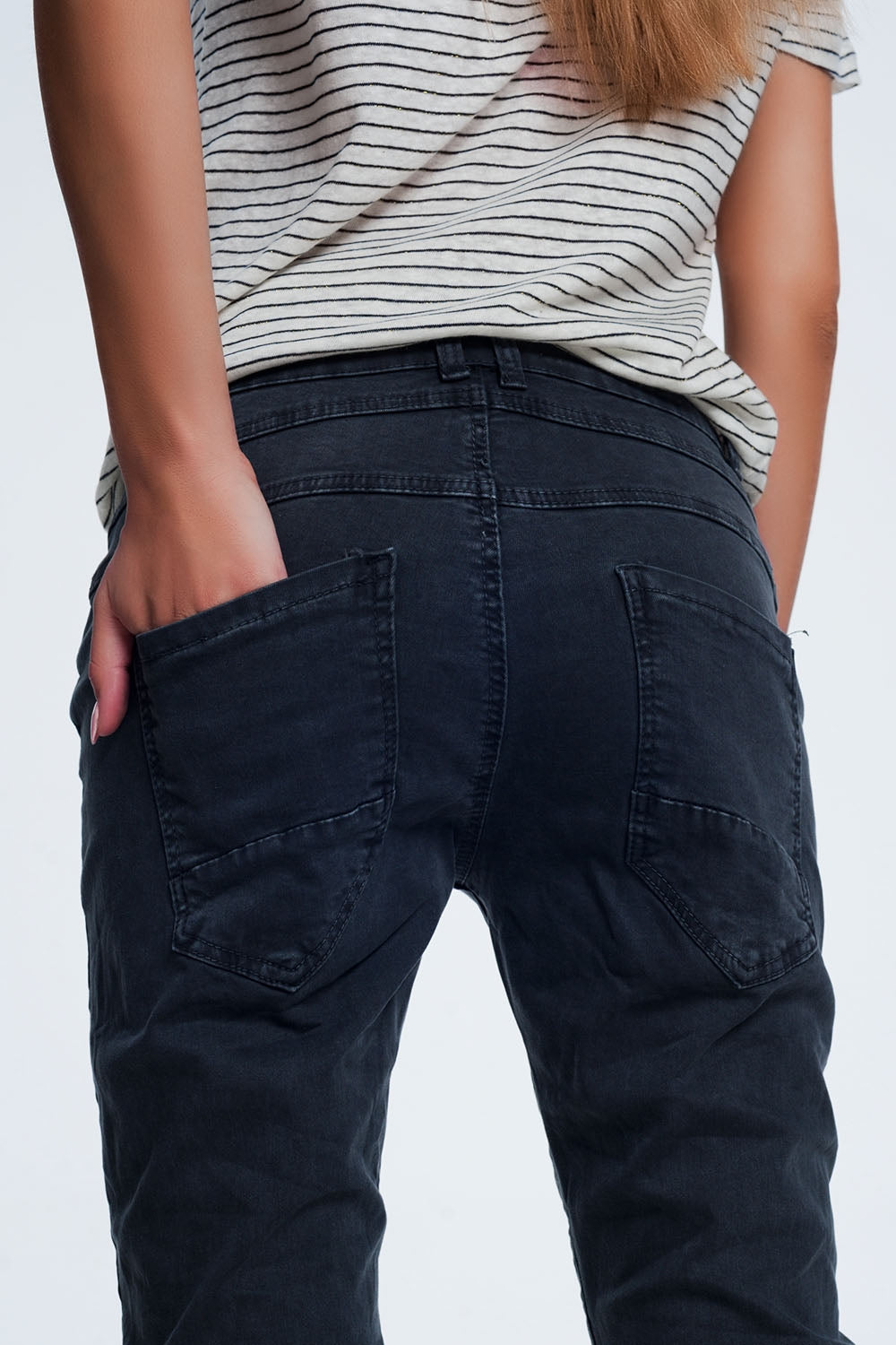 Drop crotch skinny jean in grey - Coloured Jeans