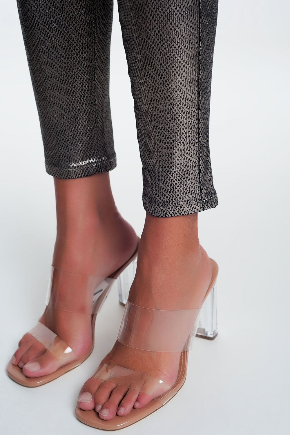 Silver trousers with snake print