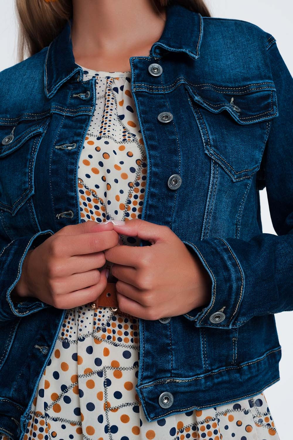 Skinny western denim jacket in mid wash