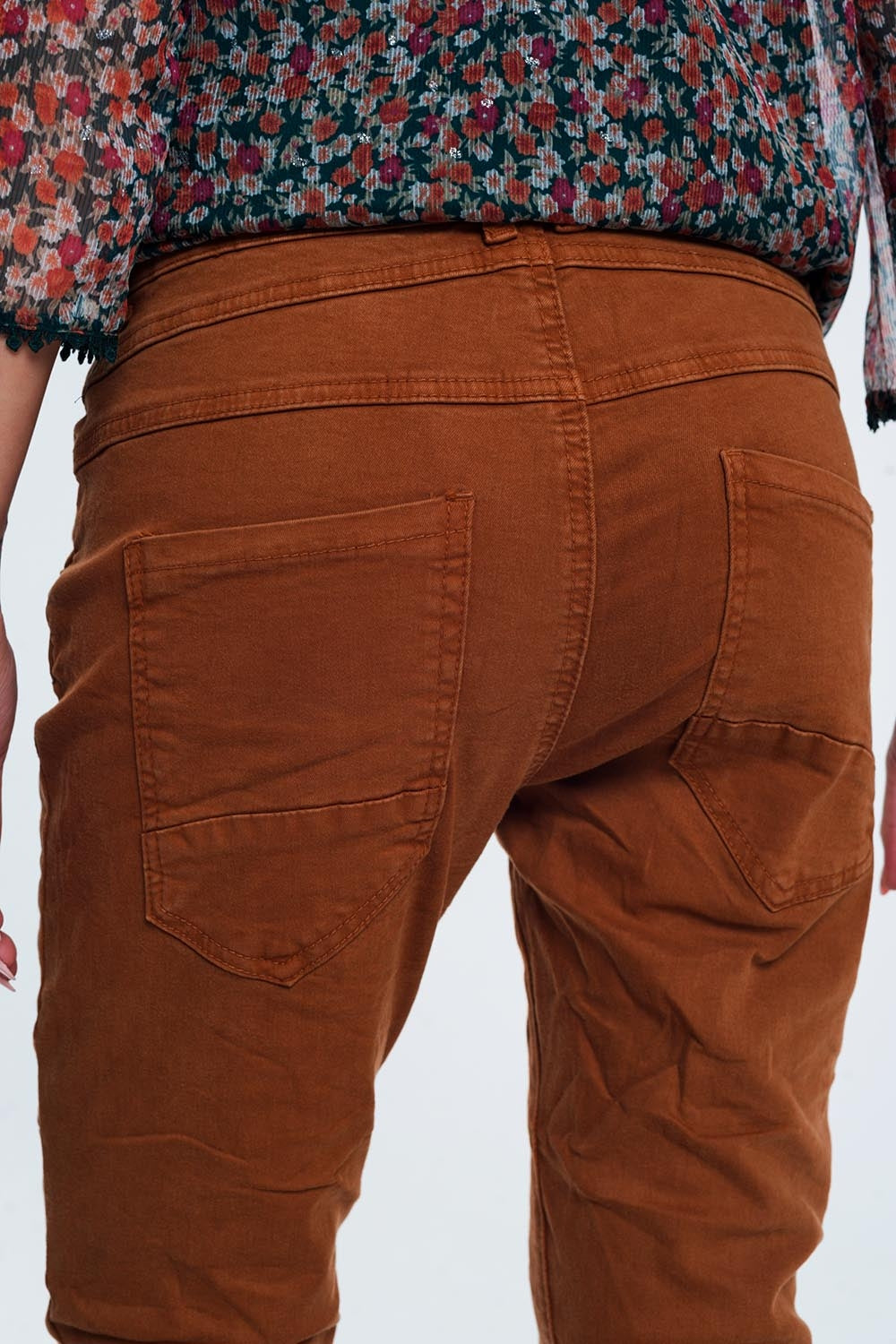 Drop crotch skinny jean in Orange - Coloured Jeans