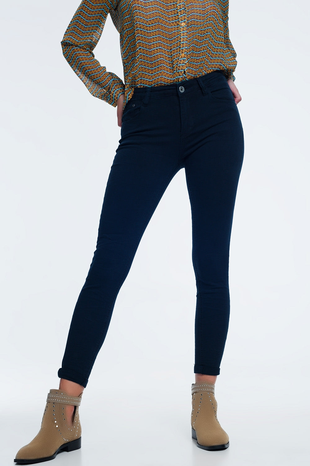 high waist skinny jeans in black