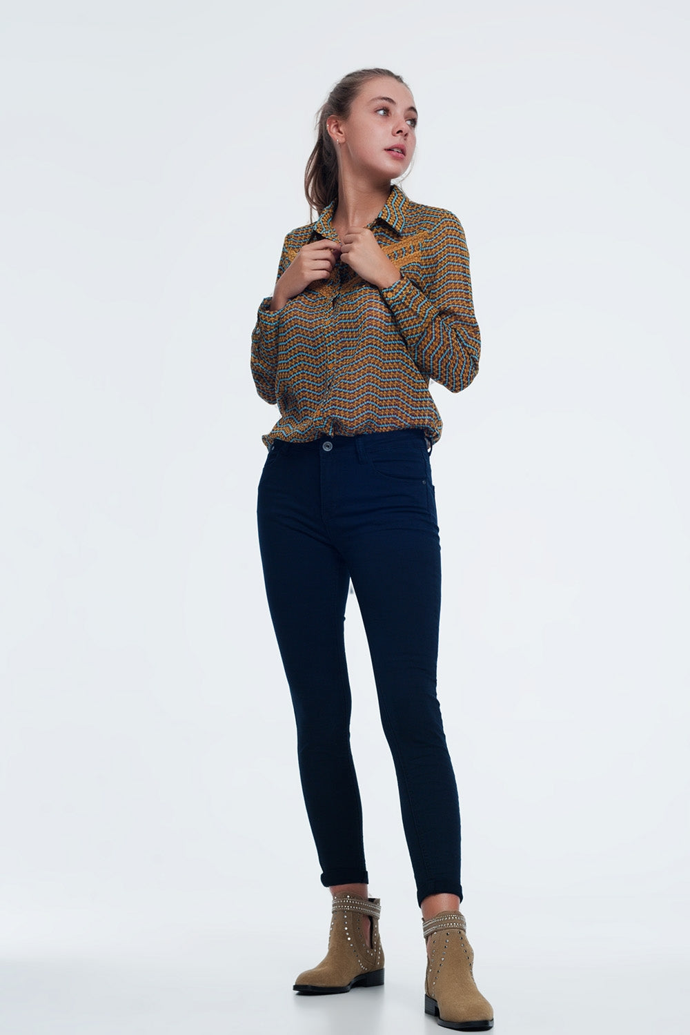 high waist skinny jeans in black