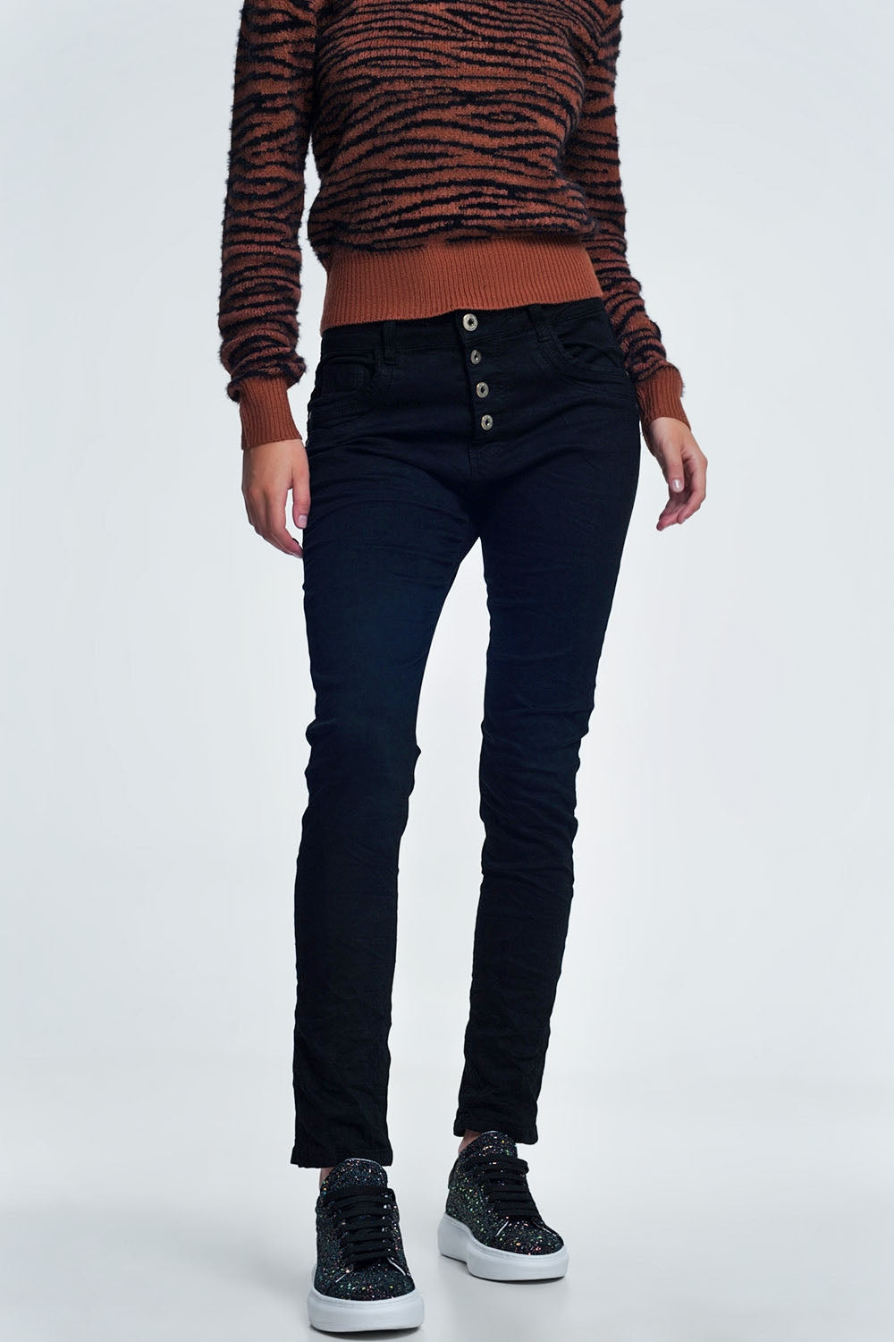 Black jeans with button closure - Coloured Jeans