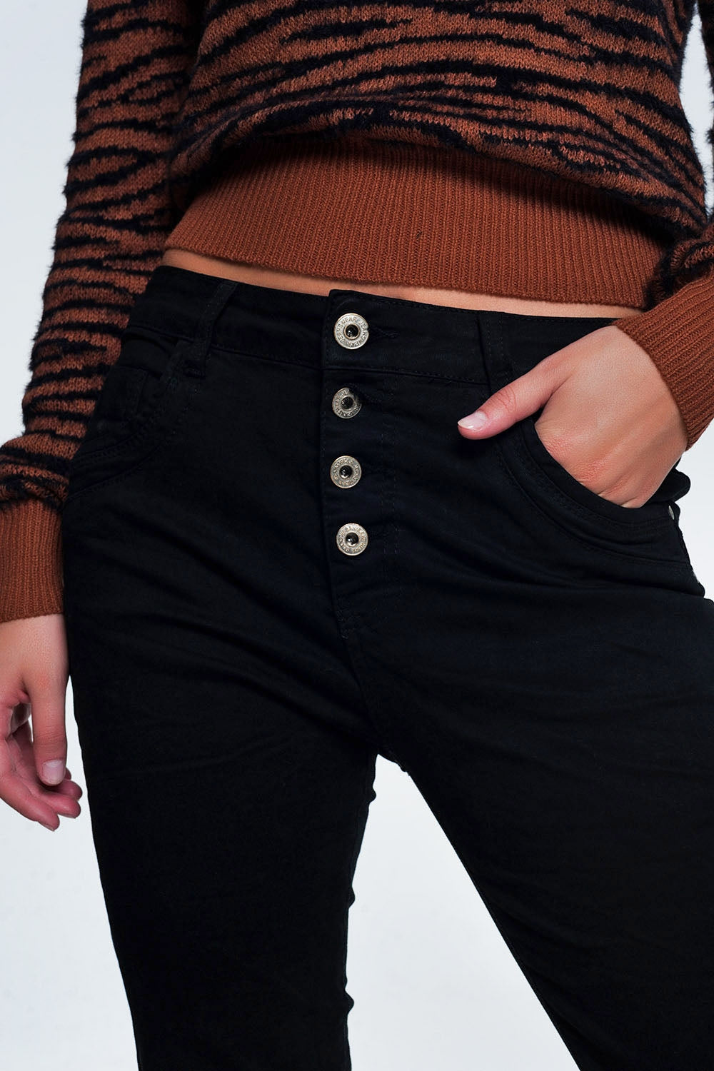 Black jeans with button closure - Coloured Jeans
