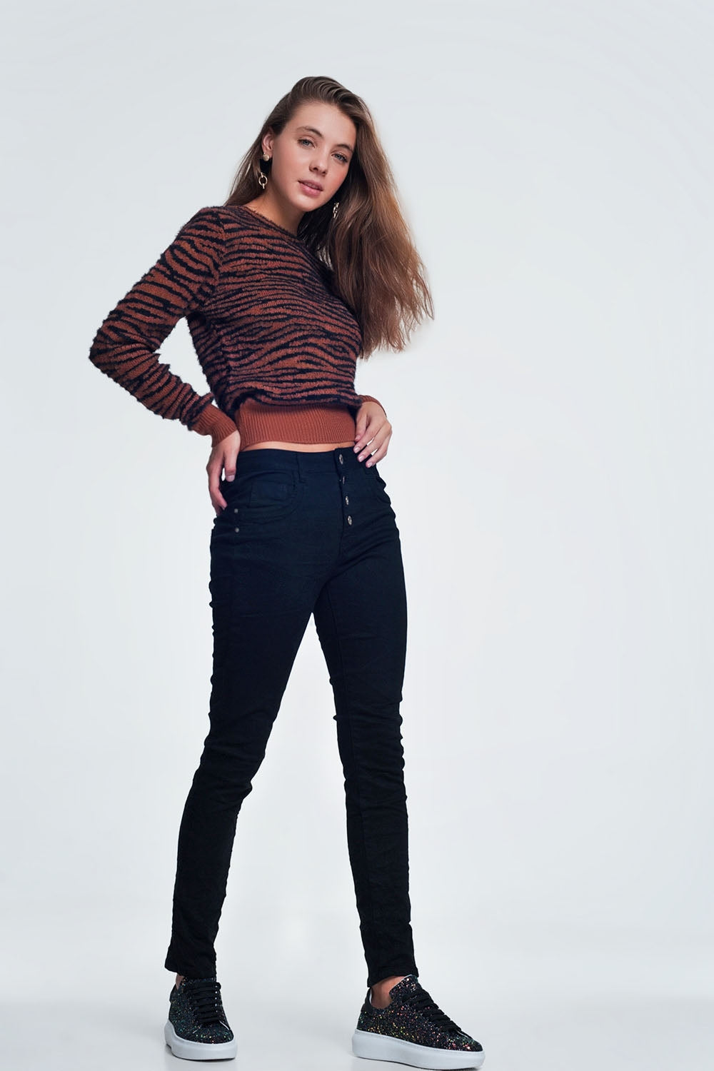 Black jeans with button closure - Coloured Jeans