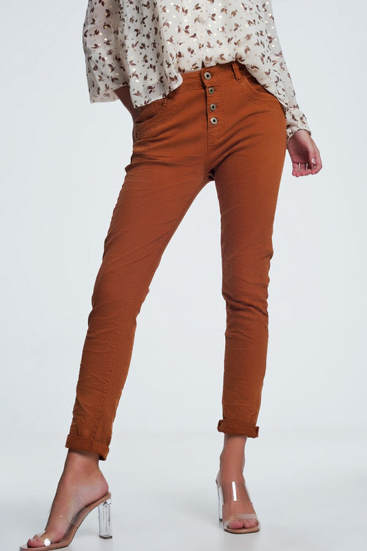 Orange jeans with button closure - Coloured Jeans