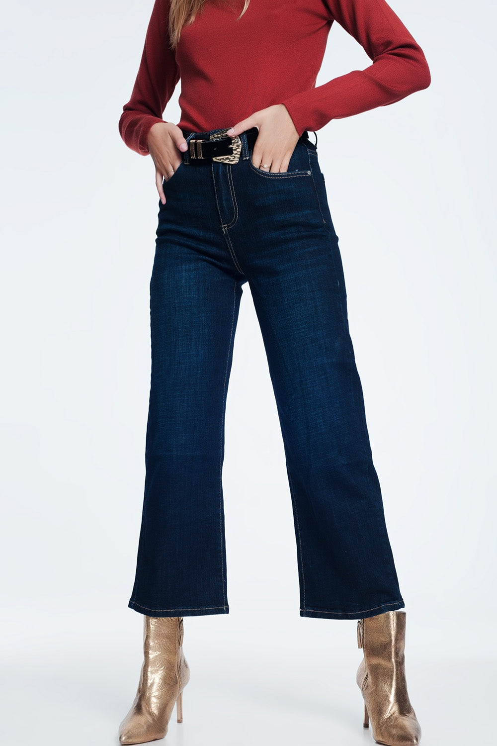 Jean mom bleu foncé