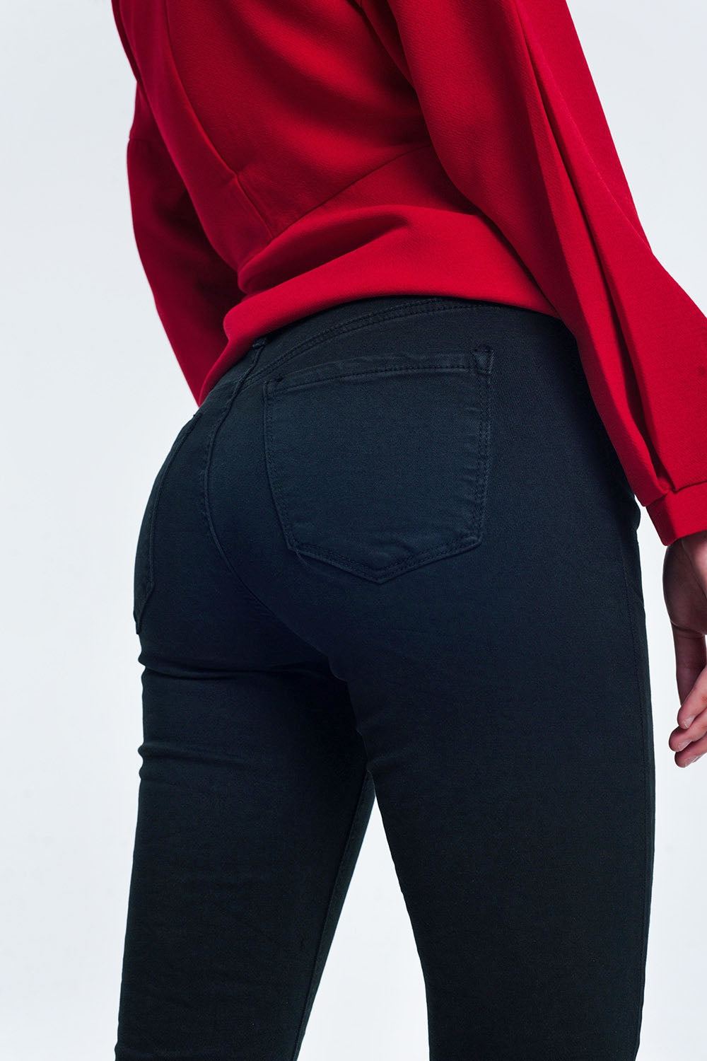 high waist skinny jeans in black - Coloured Jeans