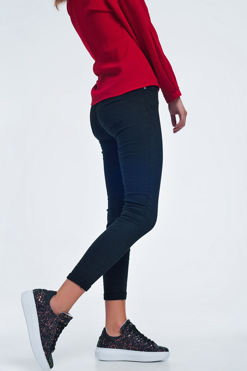 high waist skinny jeans in black - Coloured Jeans