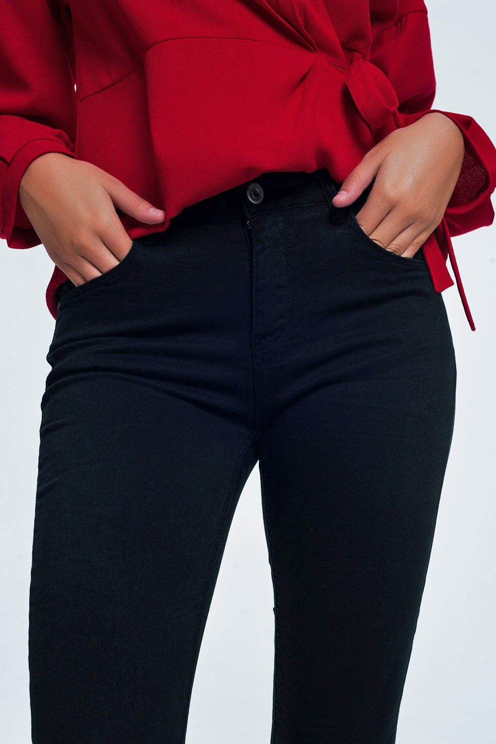 high waist skinny jeans in black - Coloured Jeans