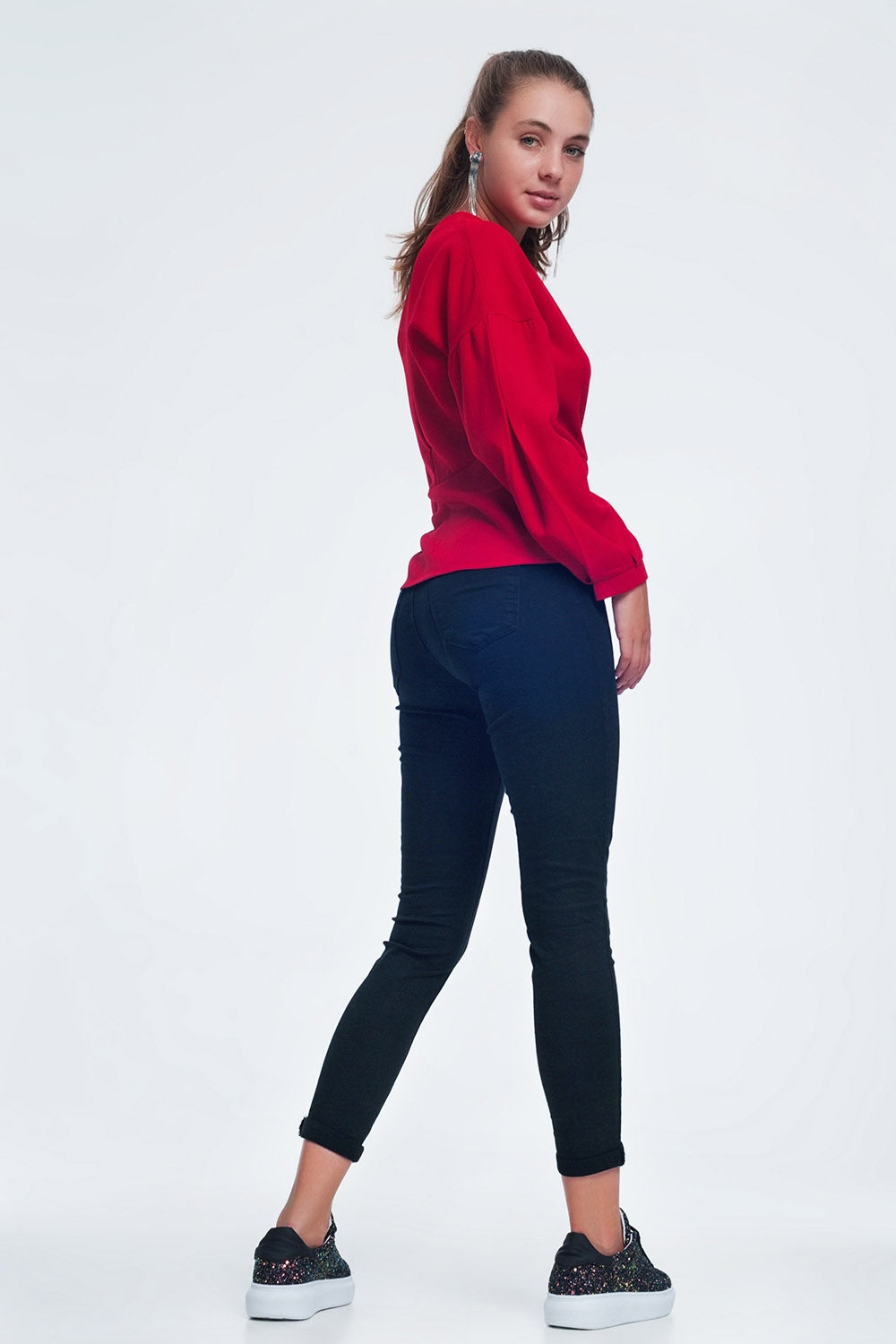 high waist skinny jeans in black - Coloured Jeans