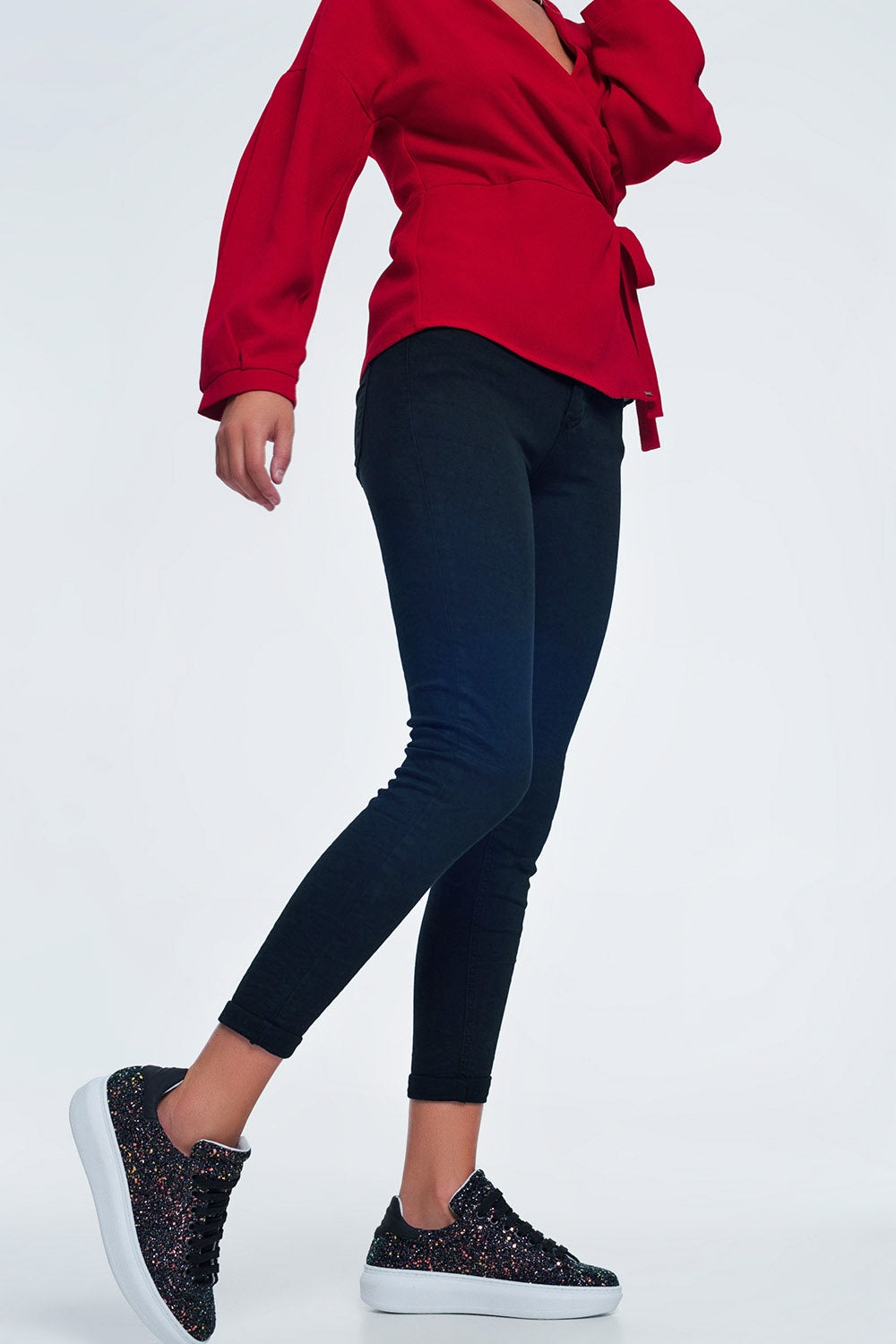 high waist skinny jeans in black - Coloured Jeans