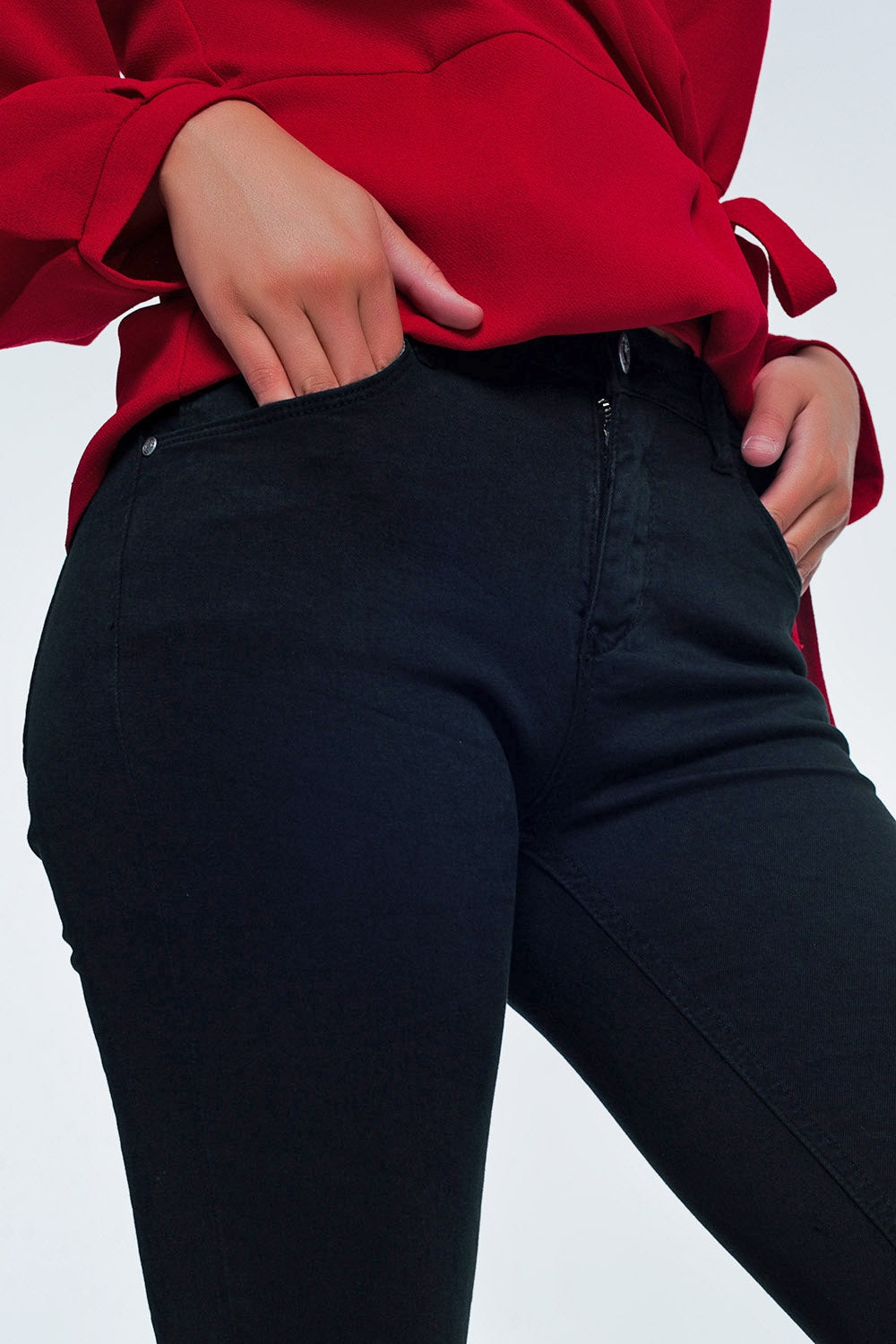 high waist skinny jeans in black - Coloured Jeans