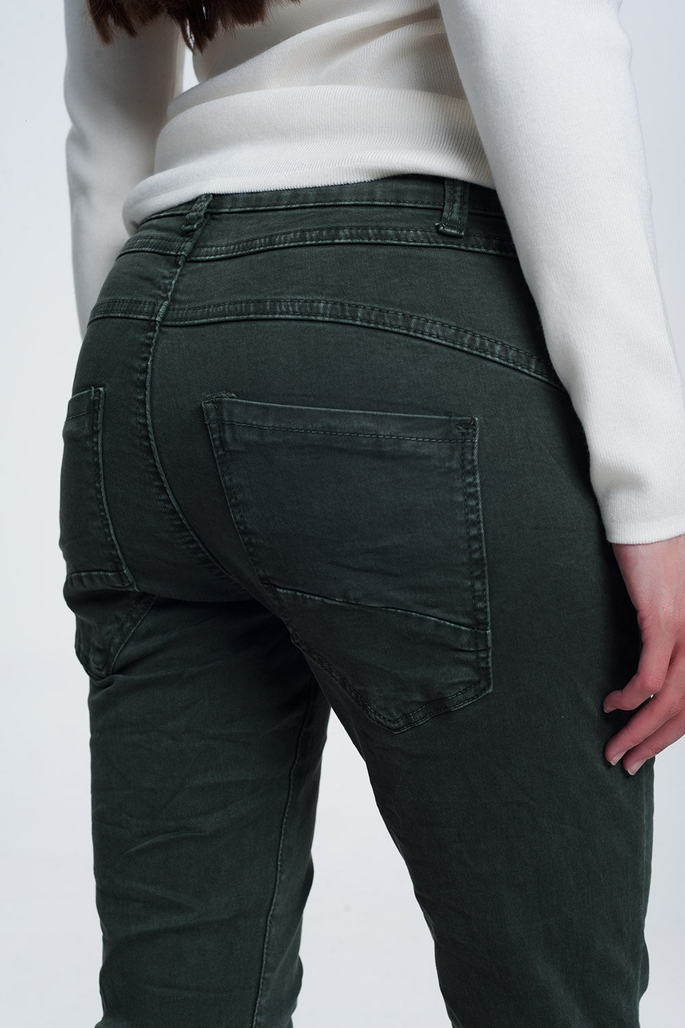 Khaki jeans with button closure - Coloured Jeans