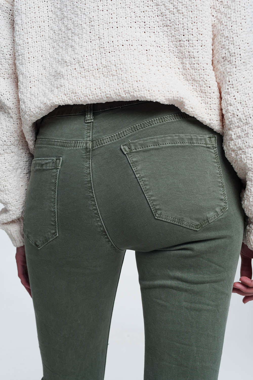 High waisted skinny jeans in green - Coloured Jeans
