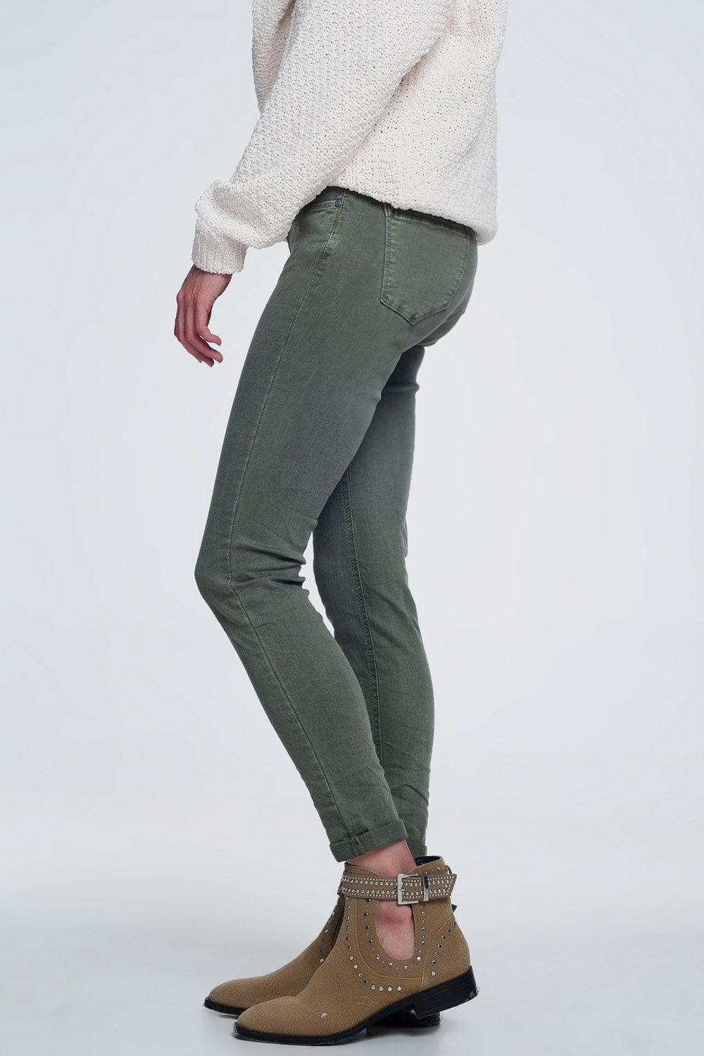 High waisted skinny jeans in green - Coloured Jeans