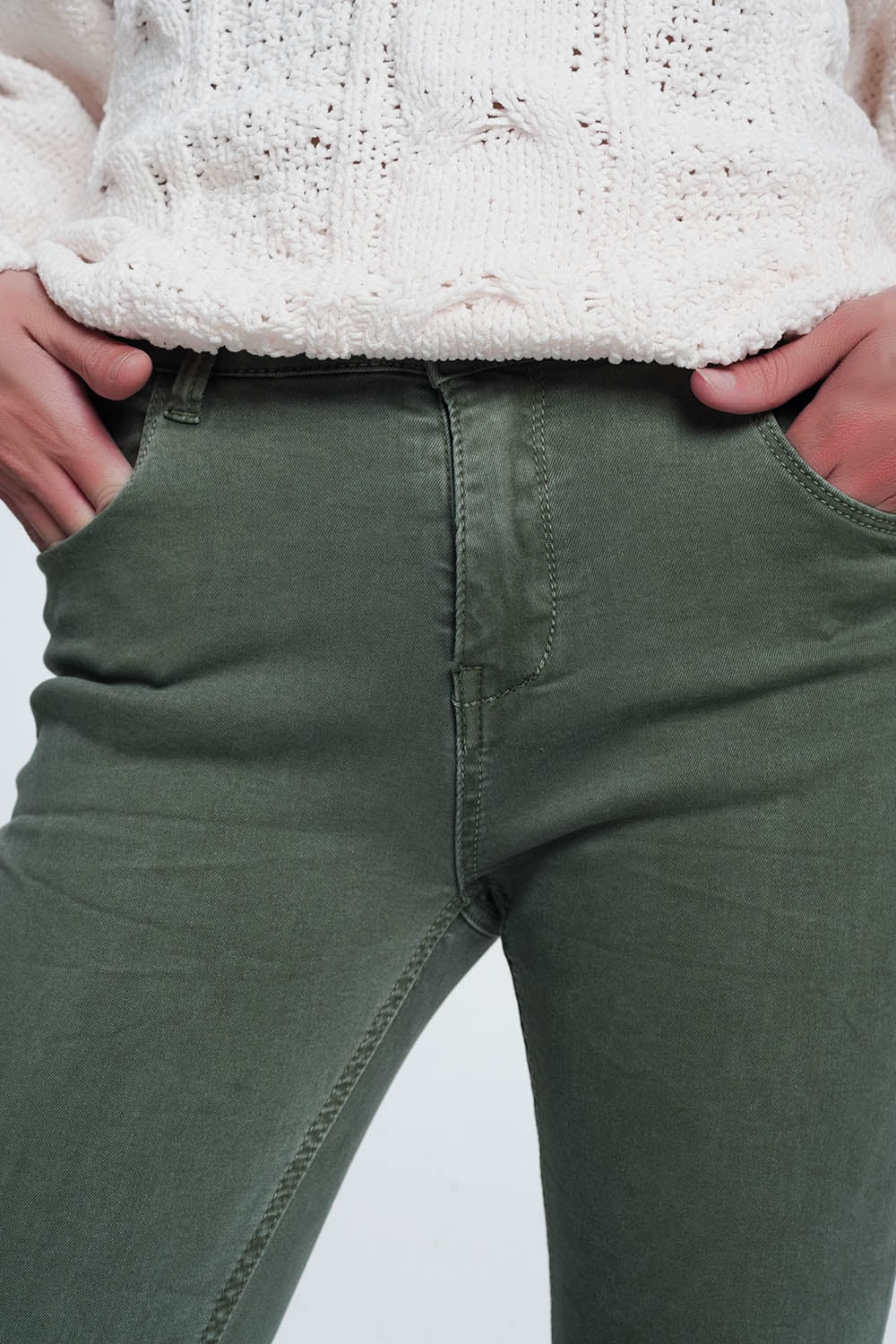 High waisted skinny jeans in green - Coloured Jeans