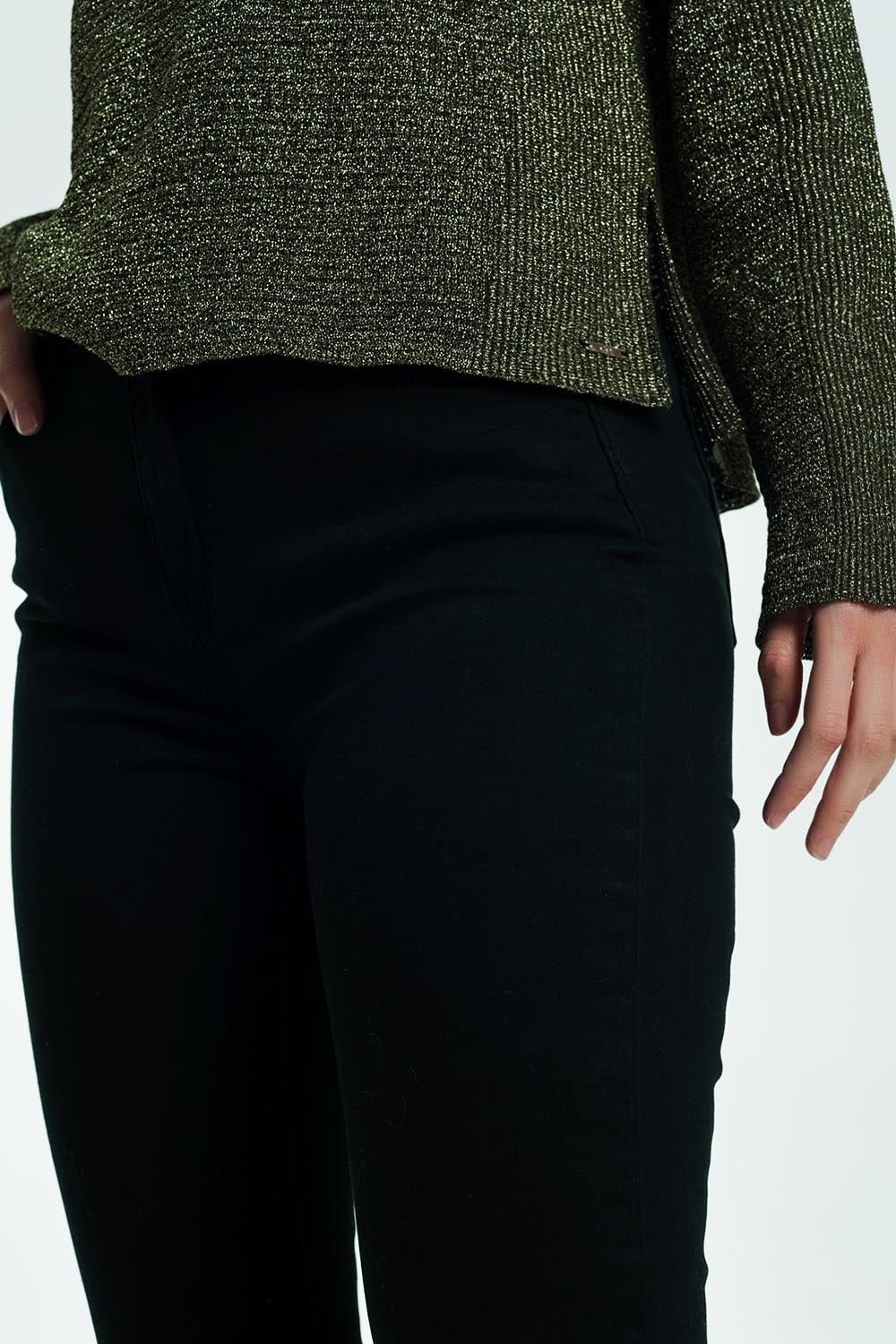 High rise raw hem flared jeans in black - Coloured Jeans